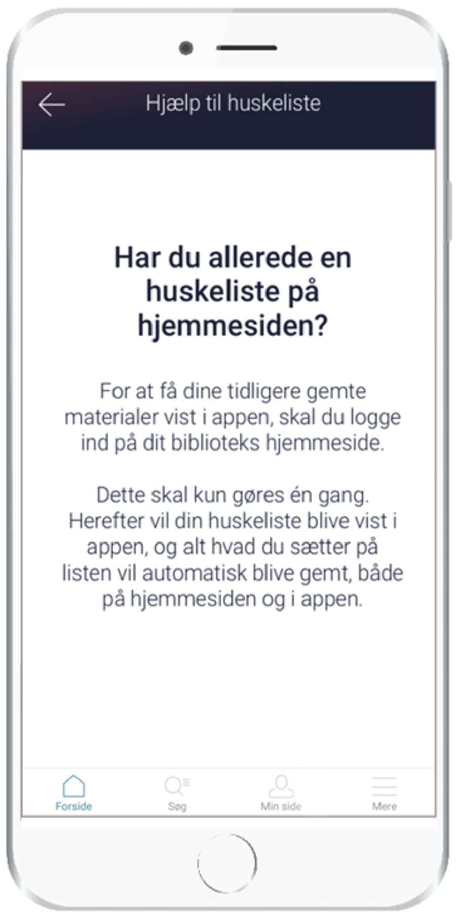 Billede af en mobiltelefon med hjælpetekst